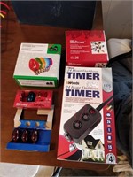 christmas lights, flood lights, outdoor timer, etc