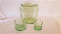 (3) pieces of green glass