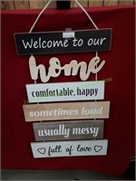 13.5" x 25.5" Welcome to Our Home Wooden Sign