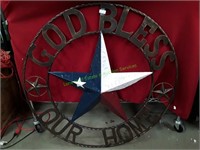 40" God Bless Our Home Western Metal Art