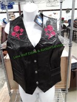 Diamond Buffalo Leather Black w/ Rose Vest
