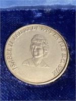 Silver metal for royal visit to La Paz.Marked 925