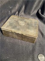 Silver trinket box with wooden lining. Half
