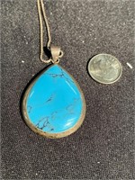 Turquoise necklace set in sterling silver