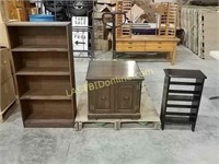 2 Wooden Shelf Units & an End Table