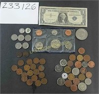 Assorted Coins & Silver Certificate #1