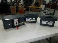 Honeywell lockbox with key & 2 ammo boxes
