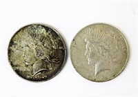 2 Silver peace dollars