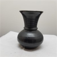 Old Black Pottery Vase 3" Marked