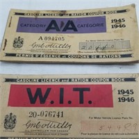 WWII GASOLINCE LICENCE & RATION COUPON BOOKS