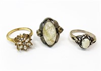 3 Vintage sterling rings weighs 13.5 grams
