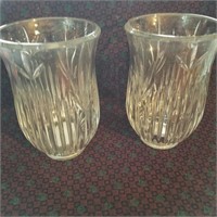 SET OF 2 GLASS CANDLE HOLDERS, 6.5"