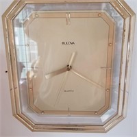 VINTAGE BULOVA WALL CLOCK, 11" tall x 10" long