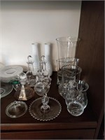 lot of glassware , some crystal , hanley vase etc