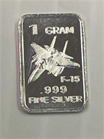 Military Plan F-15 1 Gram Silver Bar