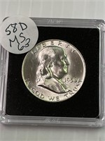 1958 Franklin Silver Half Dollar MS 63