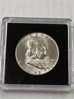 1958 D Franklin Silver Half Dollar BU