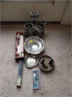 lot of trays candle holders , forks , spoons