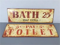 Reproduction Tin Signs for the Bathroom