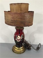 Painted Glass Accent Lamp w/Vintage Shade