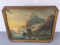 Antique Framed Print -Western Mountainscape