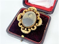 Antique gold filled mourning broach