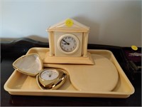 clock , mirror , tray and pocket watch