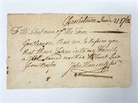 1762 John Hancock signed letter!!