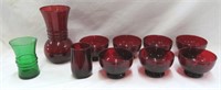 Cranberry Sherberts 7 Vase and Juice Glass