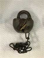 Vintage antique pad lock and key