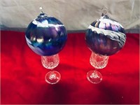 2 glass blown Christmas Ornaments