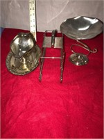 Silver plate gravy boat, and candy dish