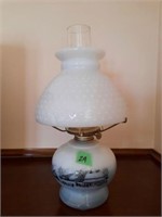 Milk Glass Oil Lamp