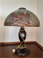 Antique Reverse Painted Lamp - gorgeous!
