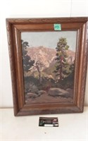 J. Frank Derby Oil on Canvas Mountain Scene