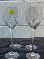 SET OF 4 CRYSTAL LONG STEMMED  WINE GLASSES
