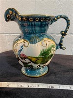 HAND PAINTED PEACOCK PITCHER