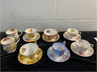 LOT- 6 TEA CUPS AND SAUCERS AND 2 MUGS