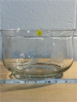 ETCHED GLASS FRUIT BOWL