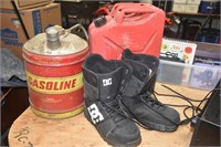 SKI BOOTS/ GAS CANS !-Q-1