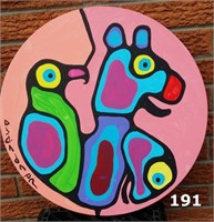 Norval Morrisseau Orig-Round Acrylic on Canvas