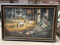 Oil On Canvas - Bird Dog Hunting Scene