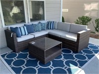 PATIO SECTIONAL W/THROW PILLOWS & TABLE