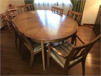 Drexel Mid-Mod Pecan Dining Table W/ 6 Chairs