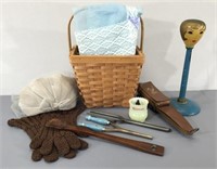 Lace Aprons, Hat, Vanity Brush, Hat Stand, etc