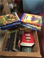 2 BOXES OF BOOKS/ 6 VHS CHILDRENS MOVIES