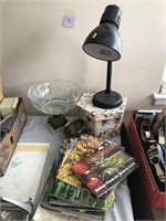 Desk Lamp, Crystal Bowl & Misc.