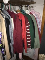 Women's Clothing in Closet & 2 Shoe Stands