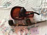 3 Vintage Pipes, Sterlingball & Stand