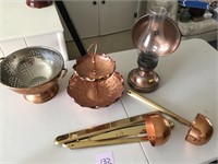 Copper Collinder, 2 Tier Tray, Wall Oil Lantern &